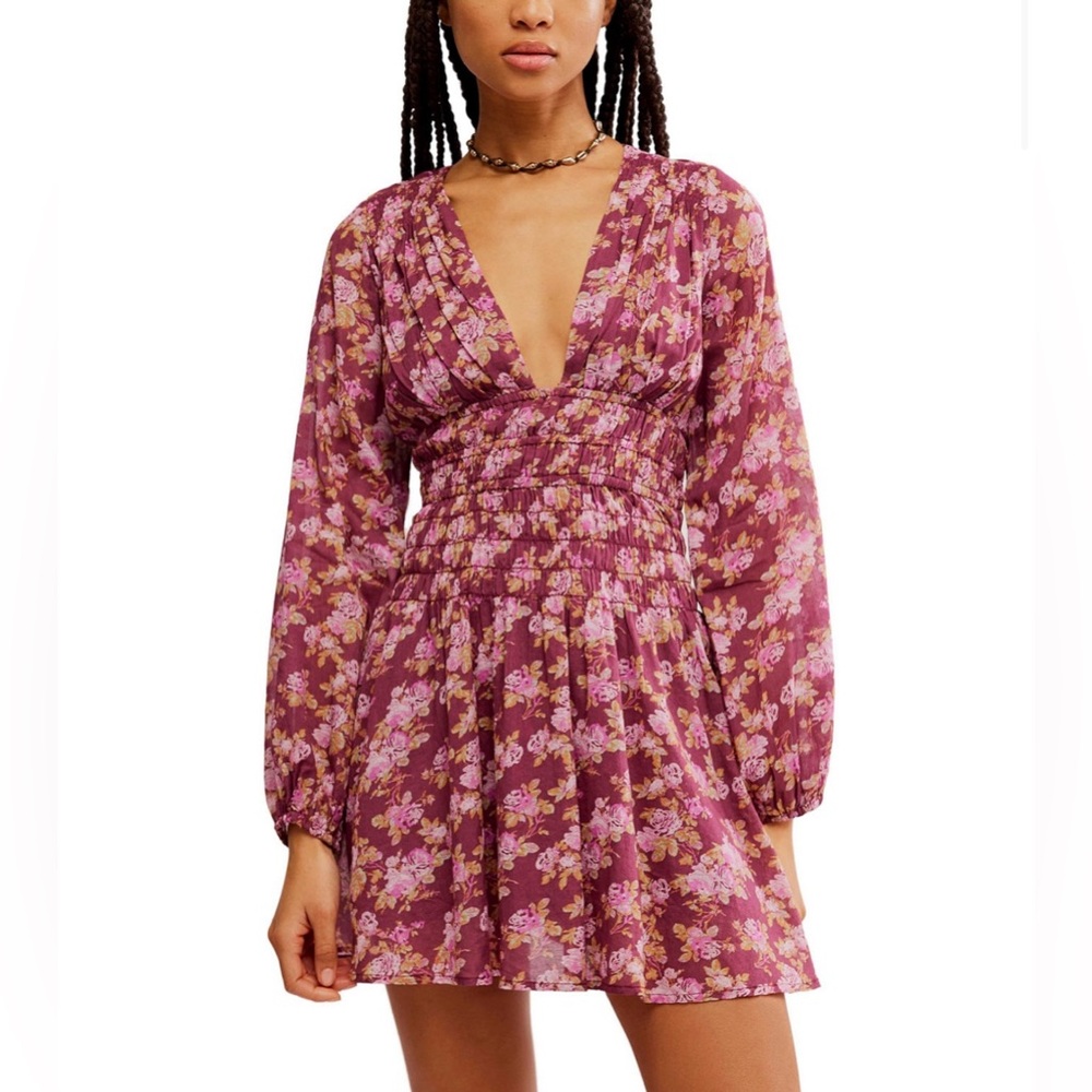 Free People Keep You Smocked Mini Dress